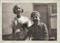 Jean, Jack and Basil Richardson in front of the bakery